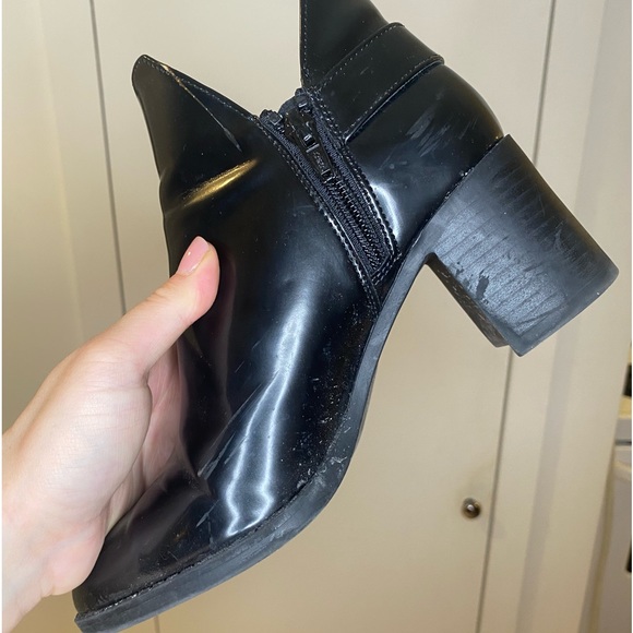 ZARA Patent Faux Leather Ankle Boots - Picture 9 of 12